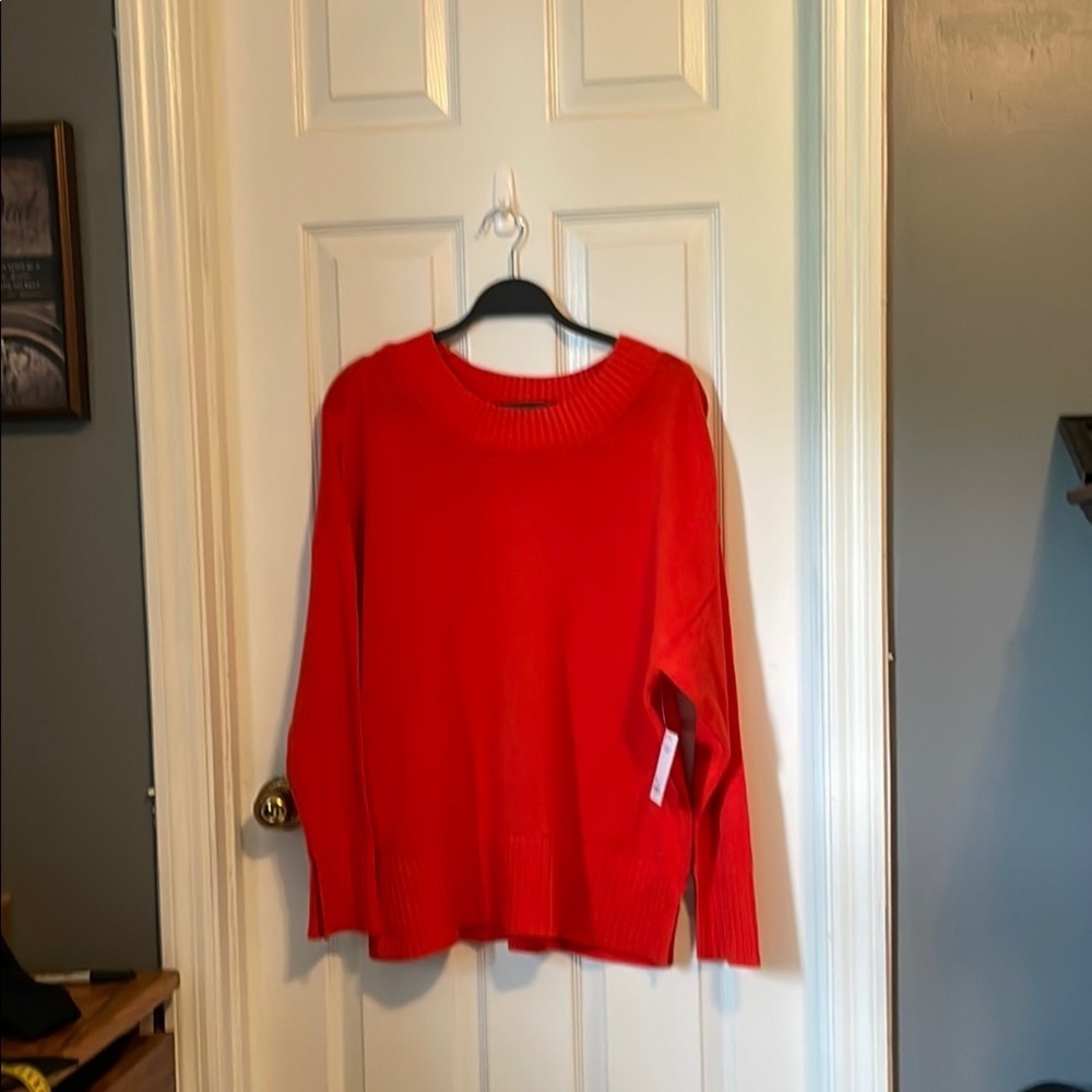 Kohl's Orange Crew Neck Sweater Soft Knit Relaxed Fit